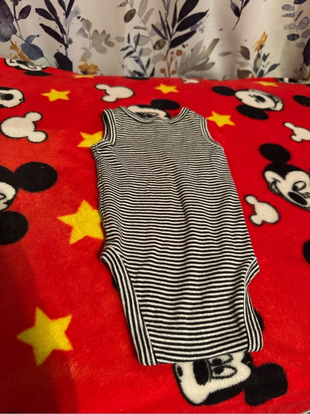 Striped Black & White Sleeveless Baby One-Piece Bodysuit Size 3 Months C5